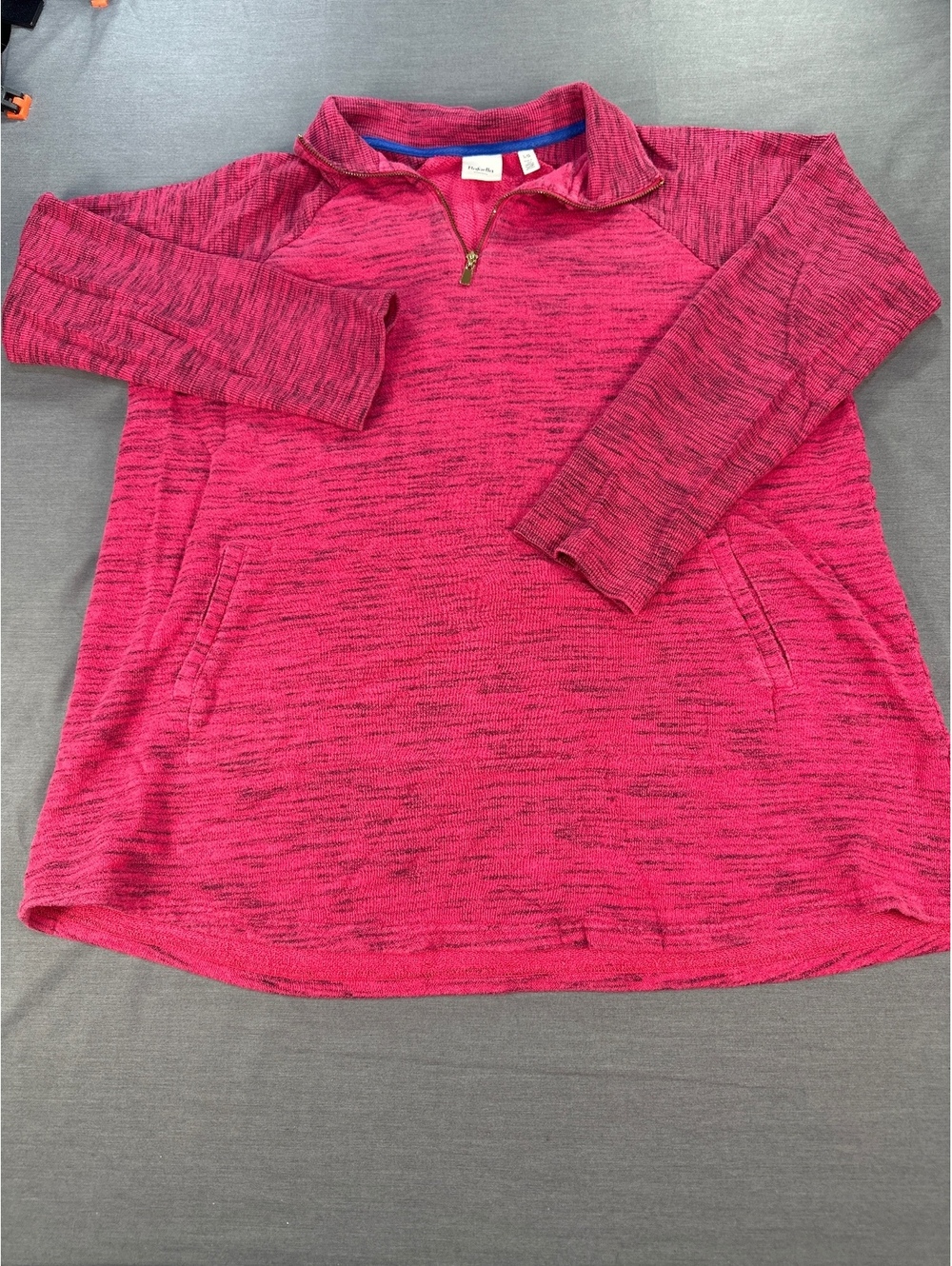Rafaella Women Sweatshirt L Pink Half Zip Cotton Blend Casual